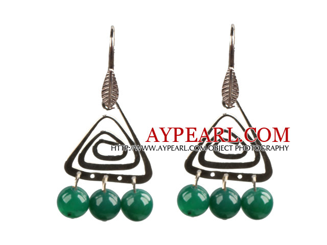 Populare moda naturale verzi Cercei Agate cu triunghiular accesorii