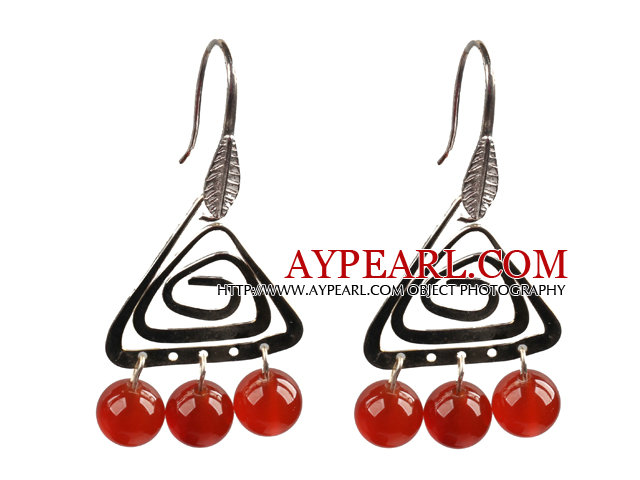Mode populaires Red Boucles d'oreilles en agate naturelle avec triangulaire Accessoire