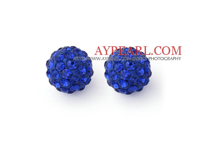 Fashion Style Sapphire Color 10mm Round Rhinestone Ball Studs Earrings