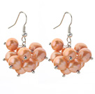 Eté 2013 Nouveau design 8-9mm perle orange Boucles d'oreilles en grappe