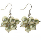 Wholesale 2013 Summer New Design 8-9mm Olive Green Pearl Cluster Earrings