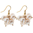 Wholesale 2013 Summer New Design 8-9mm A Grade White Pearl Cluster Earrings