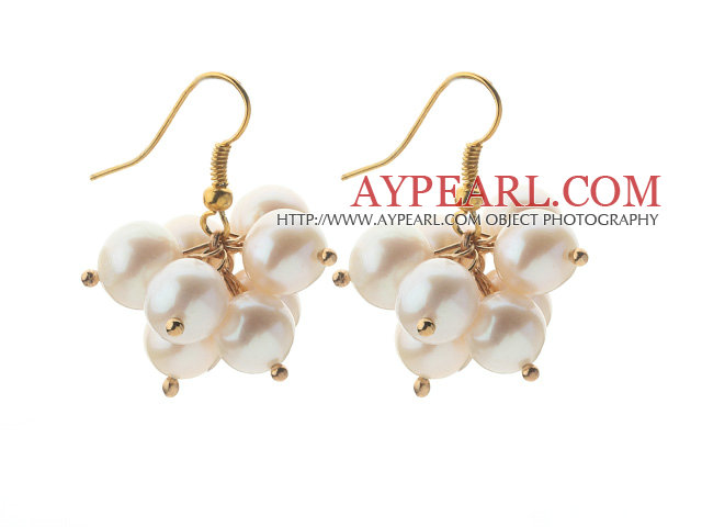 2013 Summer New Design 8-9mm Grade White Pearl Cluster korvakorut