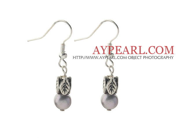 Stil legăna 5-6mm gri Cercei perla de apa dulce cu Tibet argint Accesorii