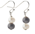 Simple style 5-6mm Boucles d'oreilles en perles d'eau douce gris et blanc