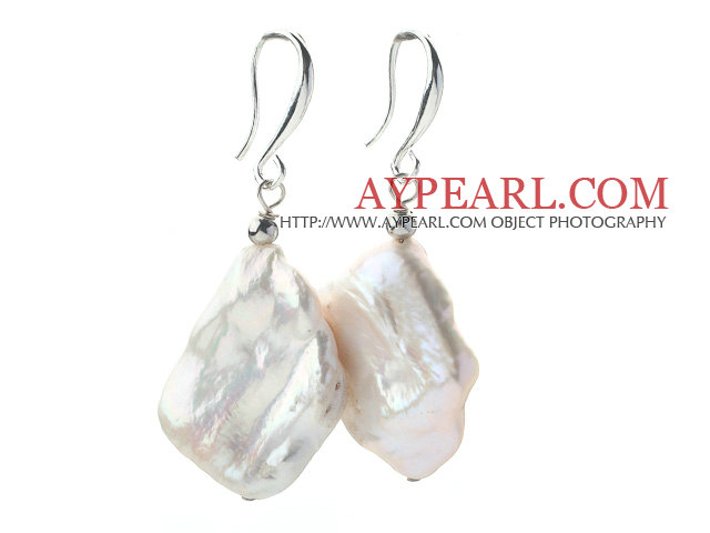 Fashion Style Irregular Shape Big Nuclear White Pearl Earrings