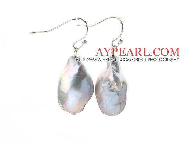 Style simple Poire Big nucléaires Boucles d'oreilles gris perle