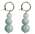Beautiful Long Style Graduated Amazon Stone Beads Dangle Earrings