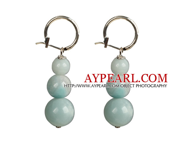 Beautiful Long Style Graduated Amazon Stone Beads Dangle Earrings