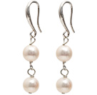 Dingle stil 9-10mm Natural White Freshwater Pearl Beaded øredobber