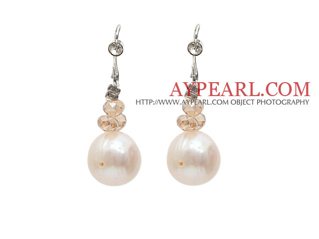 Fashion Style Natural White Freshwater Pearl Earrings with Fish Hook