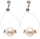 Wholesale Fashion Style 10-11mm Natural White Freshwater Pearl Stud Earrings with Memory Wire