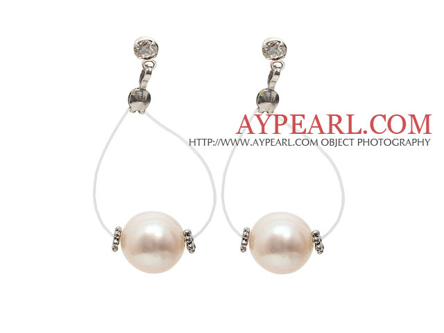 Fashion Style 10-11mm Natural White Freshwater Pearl Stud Örhängen med Memory Wire