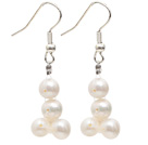 Wholesale Dangle Style 5-6mm Natural White Freshwater Pearl Long Earrings with Fish Hook
