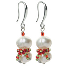 2013 Christmas Design White Freshwater Pearl Christmas Snowman Shape Earrings