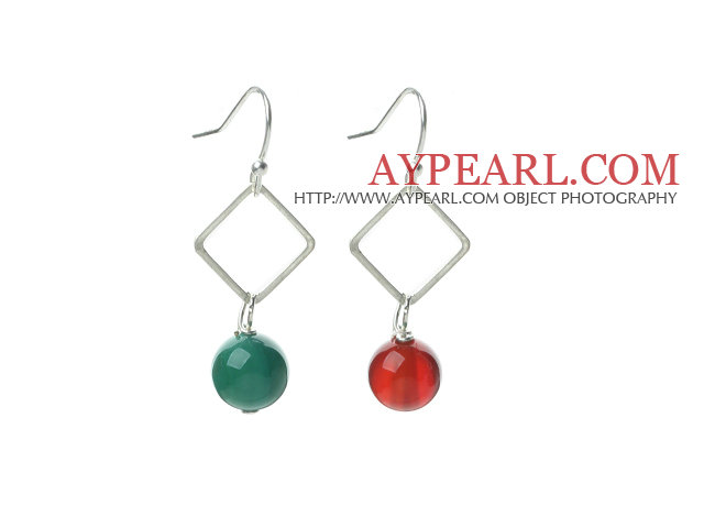 Fashion Design Style Simple Vert Agate et cornaline Boucles d'oreilles