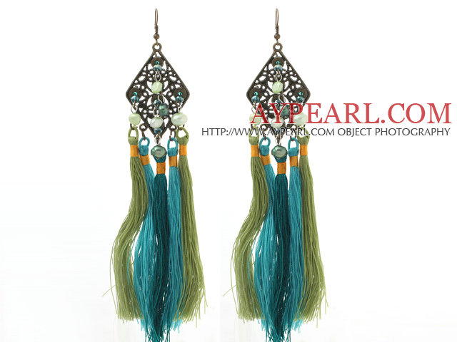 Nou design verde și albastru Stil Pearl cristal Tassel cercei legăna