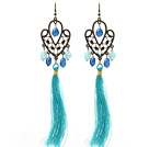 New Design Blue Series 8-9mm Baroque Pearl Tassel Dangle Earrings