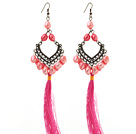 New Design Pink Series 8-9mm Baroque Pearl Tassel Dangle Earrings