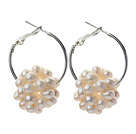 Fashion Style 3-4mm White Freshwater Pearl Big Loop Earrings