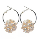 Fashion Style 3 - 4mm perles d'eau douce grande boucle d'oreilles