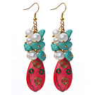 Assorted Turquoise and White Freshwater Pearl and Hot Pink Shell Earrings