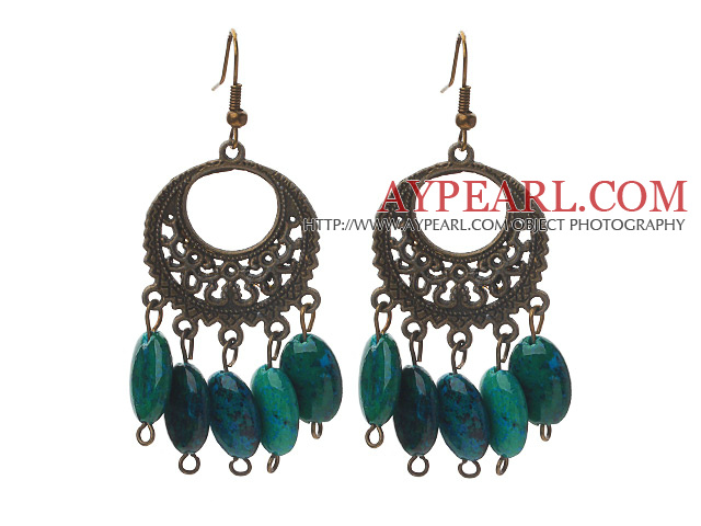 Vintage Style de forme ovale de Phoenix Boucles d'oreilles en pierre