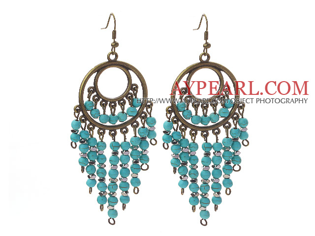 Vintage Style 4mm Boucles d'oreilles turquoise