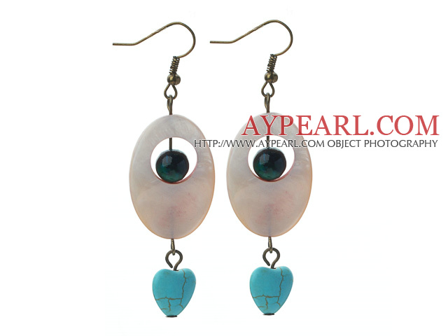 Assortiment de Shell Blanc et Coeur turquoise et Phoenix Boucles d'oreilles