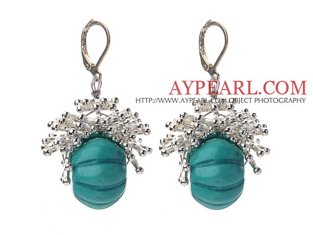 Νέα κολοκύθας Σχεδιασμός Turquoise Σχήμα και Αξεσουάρ Spacer Μεταλλικά Σκουλαρίκια