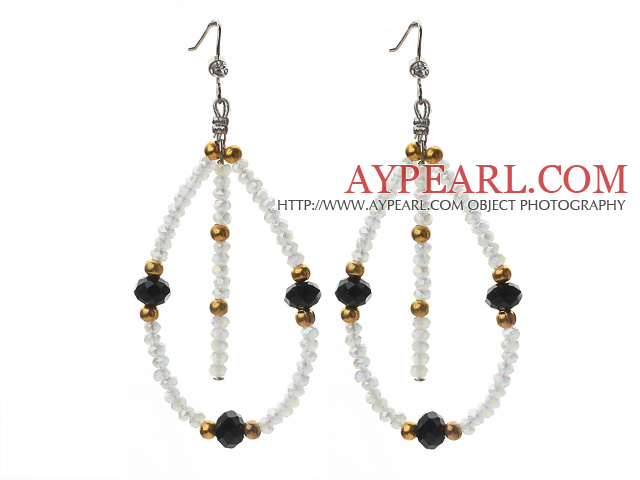 Assorted Black and Milk Color and Golden Color Crystal Earrings