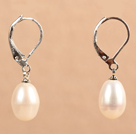 Fashion Long Chain Dangling Style Natural White Freshwater Pearl And Pink Seashell Beads Studs Earrings