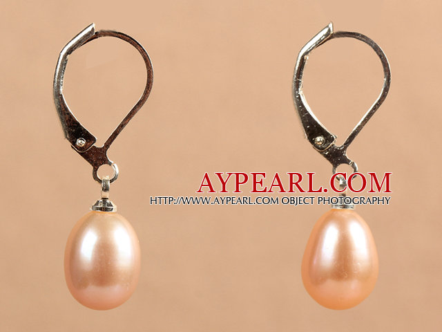 Popular Elegant Natural Drop Shape Flesh Pink Freshwater Pearl Earrings With Lever Back Hook