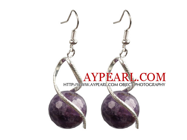 Fashion Lovely Design Faceted Amethyst Bead Dangle Earrings