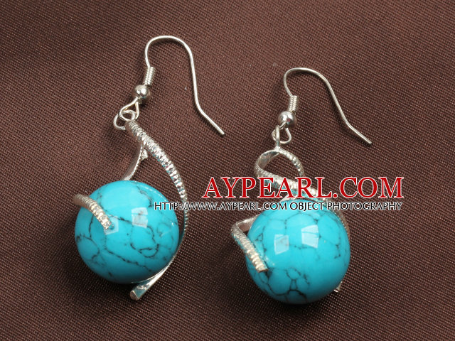 Fashion Lovely Design Blue Turquoise Bead Dangle Earrings