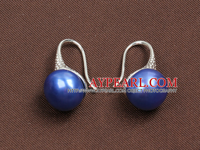 Simple Style Natural Sapphire Blue Freshwater Pearl Earrings