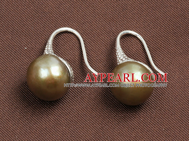 Simple Style Natural Golden Brown Freshwater Pearl Earrings