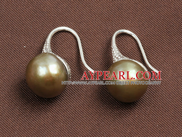 Simple style naturel brun doré Boucles d'oreilles perles d'eau douce