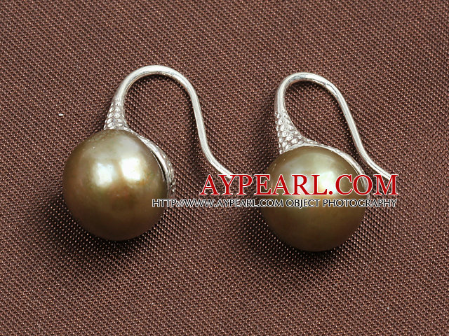 Enkel stil Natur Golden Brown Sötvatten Pearl Örhängen