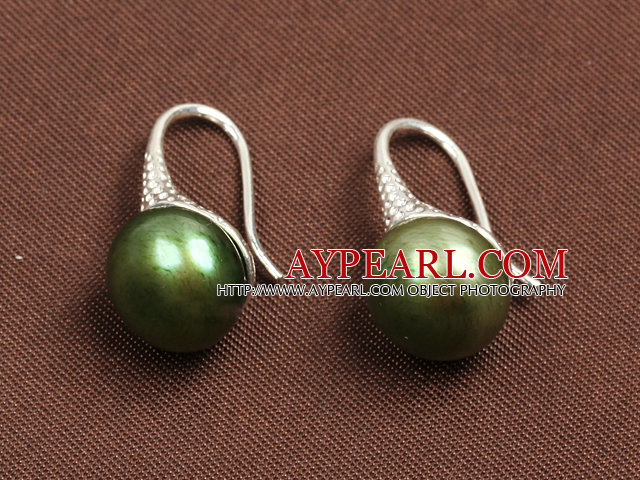 Simple Style Armata Verde natural de apă dulce Pearl Cercei