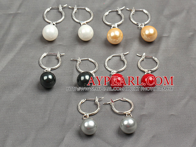 5 Pairs Classic Design Multi Color Water Drop Shape Seashell Bead Earrings