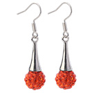 Fashion Simple Style 10mm Orange Red Polymer Clay Rhinestone Horn Charm Earrings With Fish Hook