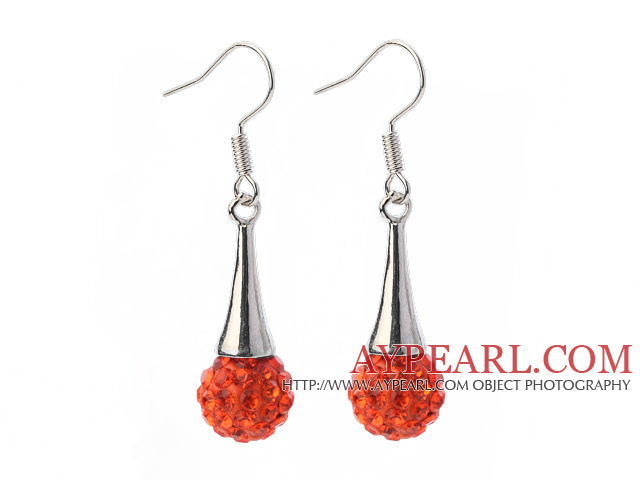 Mode Simple Style 10mm Orange Rot Polymer Clay Strass Charm Horn Ohrringe mit Fisch-Haken