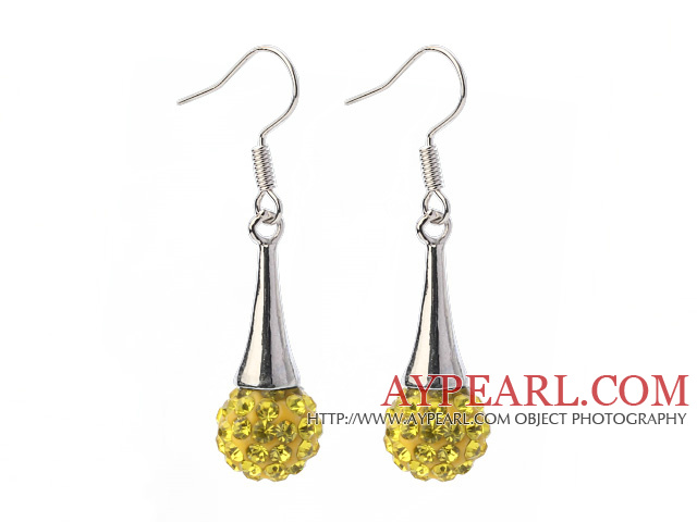 Fashion Simple Style 10mm Yellow Polymer Clay Rhinestone Horn Charm Earrings With Fish Hook