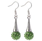 Nice Simple Style 10mm Green Polymer Clay Rhinestone Horn Charm Earrings With Fish Hook