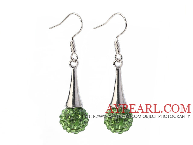 Belle style simple 10mm vert d'argile de polymère strass Boucles d'oreilles Corne charme avec Hameçon