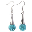 Nice Simple Style 10mm Sky Blue Polymer Clay Rhinestone Horn Charm Earrings With Fish Hook