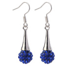 Nice Simple Style 10mm Dark Blue Polymer Clay Rhinestone Horn Charm Earrings With Fish Hook