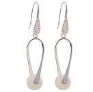 Nice Simple Style 10mm Round Gray Air-Slake Agate Dangle Earrings With Fish Hook