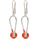 Nice Simple Style 10mm Round Orange Air-Slake Agate Dangle Earrings With Fish Hook